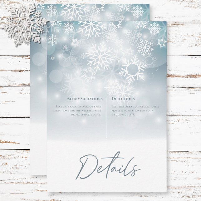 Blue Winter Snow Modern Wedding Details Enclosure Card (Blue Winter Snow Modern Wedding Details Enclosure Card)