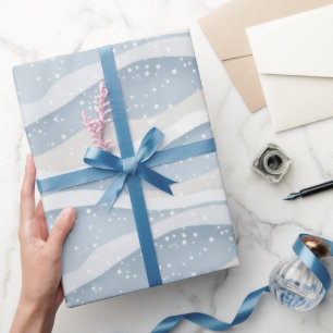 Blue Winter Snowfall Wave Personalized Pattern Wrapping Paper