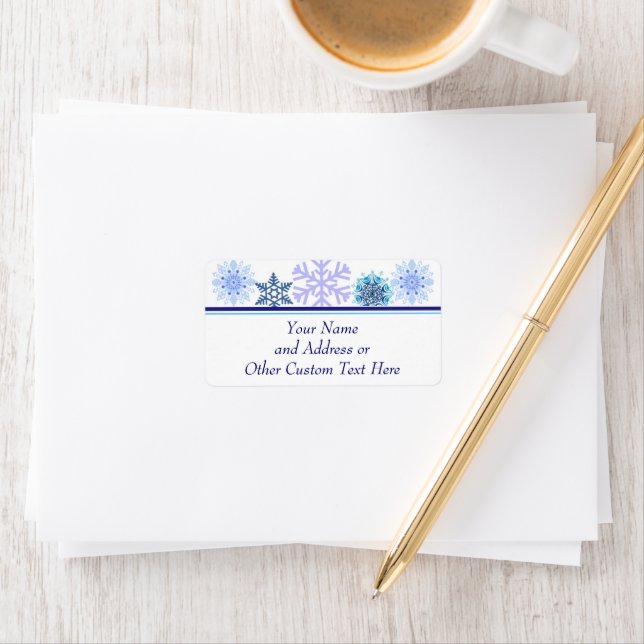 Blue Winter Snowflake Custom Holiday Address Label (Insitu)