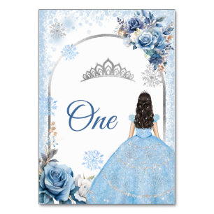 Blue Winter Snowflake Mis Quince Table Number