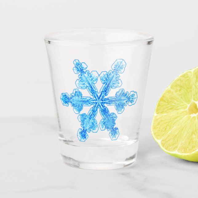 Blue Winter Snowflake Shot Glass (Front)