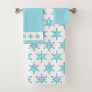 Blue Winter Snowflakes Bath Towel Set