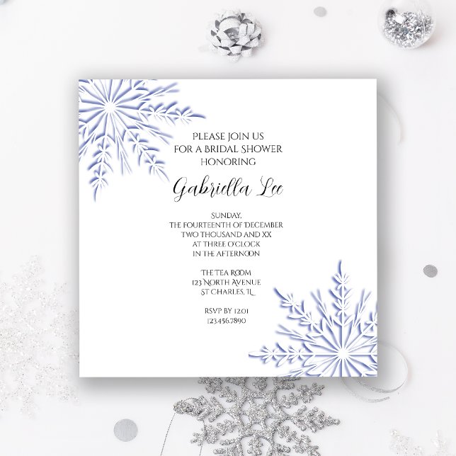 Blue Winter Snowflakes Bridal Shower Invitation (Creator Uploaded)
