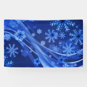 Blue Winter Snowflakes Christmas Banner