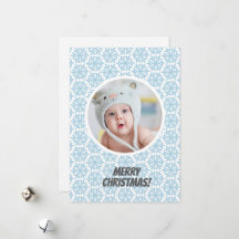 Blue Winter Snowflakes Christmas Flat Holiday Card