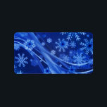 Blue Winter Snowflakes Christmas Label<br><div class="desc">Blue Christmas design with decorative winter swirls and snowflakes.</div>