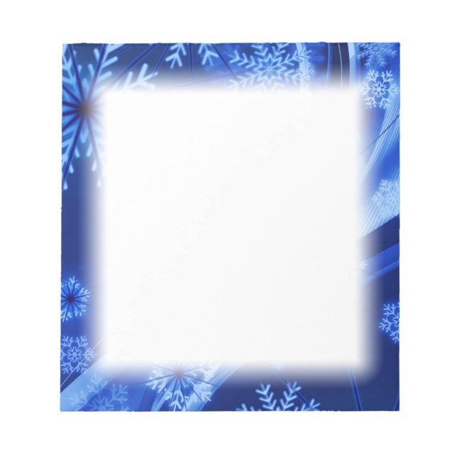 Blue Winter Snowflakes Christmas Notepad (Front)