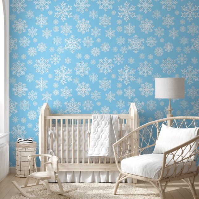 Blue Winter Snowflakes Christmas Wallpaper (Kids)