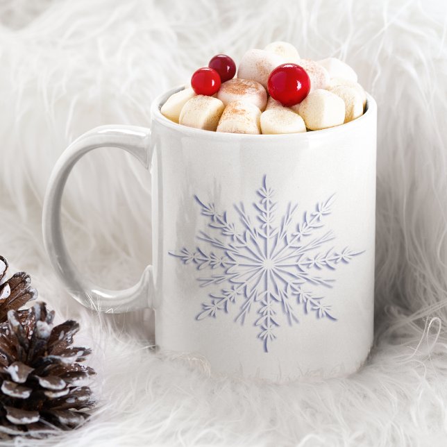 Blue Winter Snowflakes on White Large Coffee Mug (Creator Uploaded)