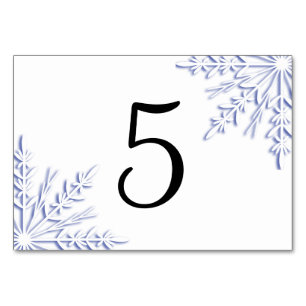 Blue Winter Snowflakes on White Table Numbers
