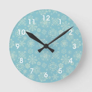 Blue Winter Snowflakes Wall Clock