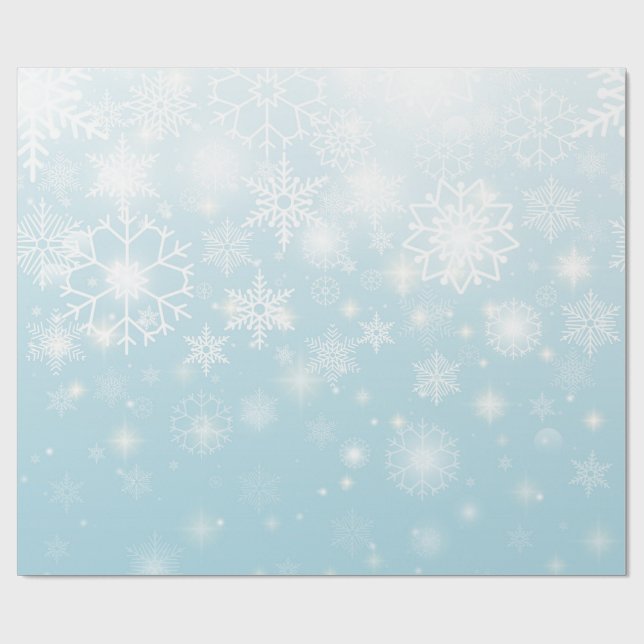 Blue winter snowflakes wrapping paper roll (Flat)