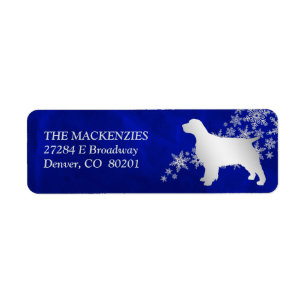 Blue Winter Spaniel Return Address Label