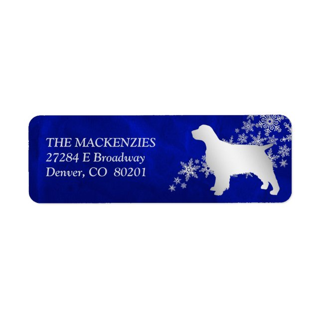 Blue Winter Spaniel Return Address Label (Front)