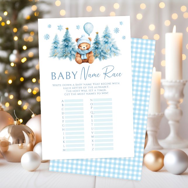 Blue Winter Teddy Bear Baby Name Race Game (Creator Uploaded)