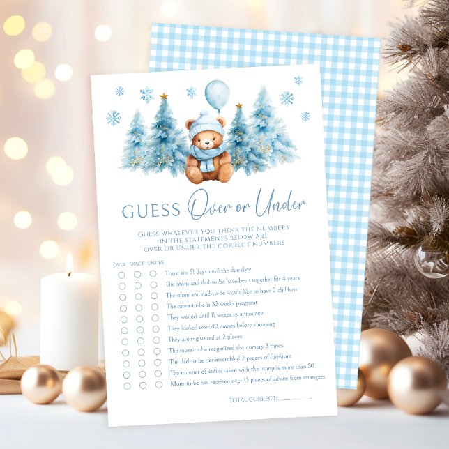 Blue Winter Teddy Bear Baby Over or Under Game (Creator Uploaded)