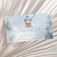 Blue Winter Teddy Bear Baby Shower Diaper Raffle