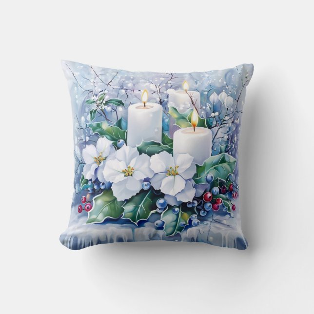 Blue Winter Throw Pillow (Front)