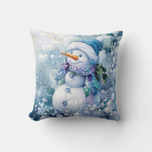 Blue Winter Throw Pillow