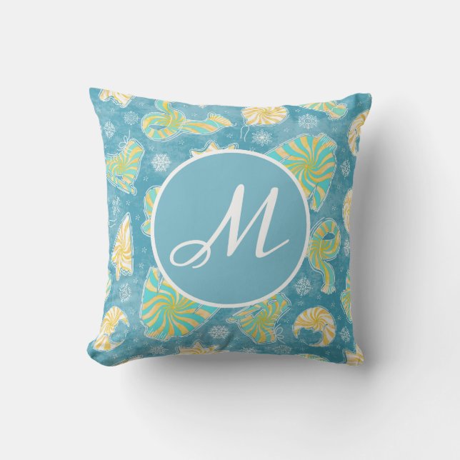 Blue Winter Throw Pillow (Front)