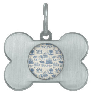 Blue Winter Toile Chinoiserie Pet ID Tag