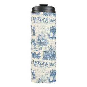 Blue Winter Toile Chinoiserie Thermal Tumbler