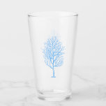 Blue Winter Tree Glass<br><div class="desc">Winter tree design in blue</div>