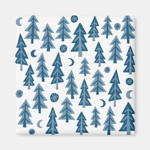 Blue Winter Trees Moonlight Forest Magnet