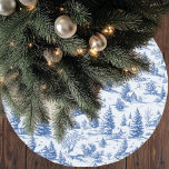 Blue Winter Village Toile Christmas Brushed Polyester Tree Skirt<br><div class="desc">Create a charming holiday scene with this elegant blue winter village Christmas tree skirt. Featuring a classic toile illustration of cozy homes, snowy pines, and peaceful winter landscapes, this stylish design complements blue-and-white interiors, traditional Christmas décor, and grandmillennial style. Printed on soft brushed polyester for a refined and durable finish....</div>