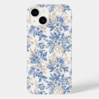 Blue Winter Vintage Flower Pattern