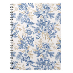 Blue Winter Vintage Flower Pattern Notebook