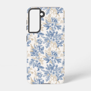 Blue Winter Vintage Flower Pattern Samsung Galaxy Case