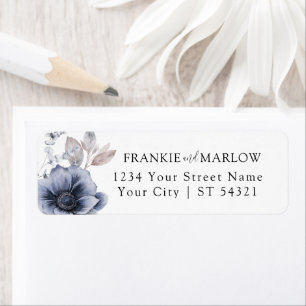 Blue Winter Watercolor Floral Return Address Label