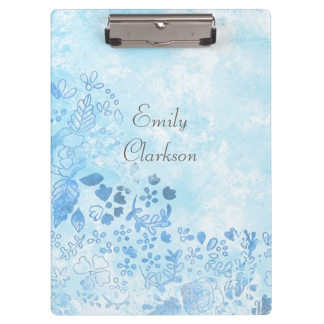 Blue Winter Watercolor style Clipboard (Front)