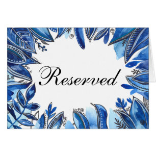 Blue winter wedding. Navy floral reserved sign