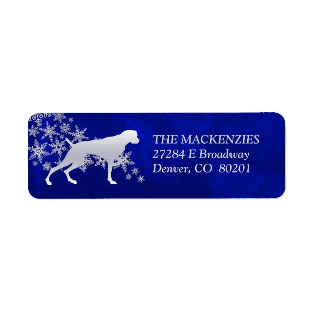 Blue Winter Weimaraner Return Address Label (Front)