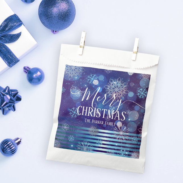 Blue Winter Wonderland Bokeh Lights and Particles Favour Bag (Creator Uploaded)
