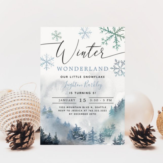 Blue Winter Wonderland Boy Birthday  Invitation (Creator Uploaded)