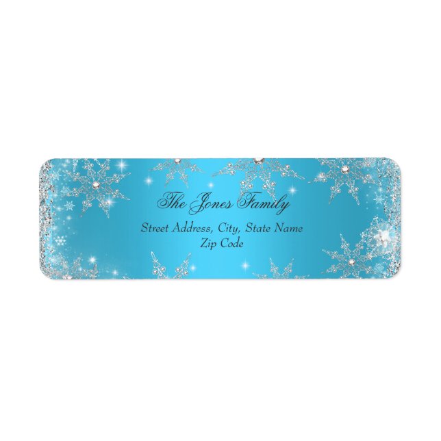 Blue Winter Wonderland Christmas Address Labels (Front)