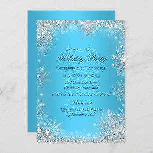 Blue Winter Wonderland Christmas Holiday Party Invitation