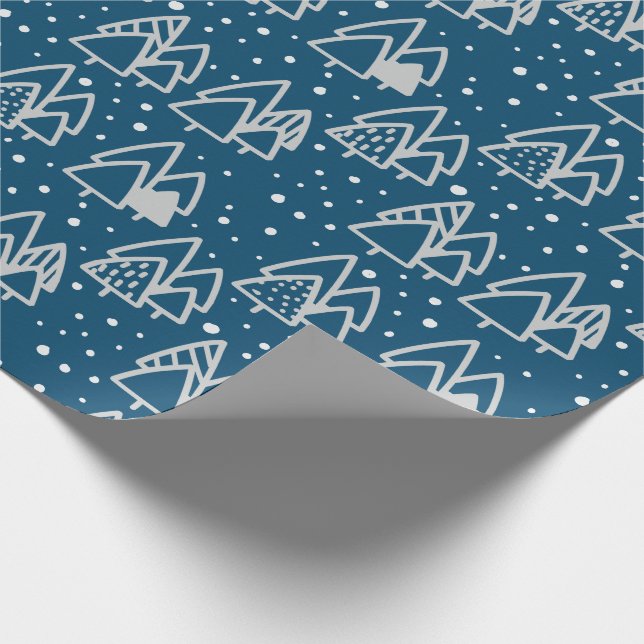 Blue Winter Wonderland Christmas Holiday Pattern Wrapping Paper (Corner)