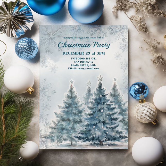 Blue Winter Wonderland Christmas Party Invitation (Creator Uploaded)