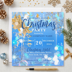 Blue Winter Wonderland Corporate Xmas Party Invitation