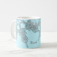 Blue Winter Wonderland Elegant Silver Snowflakes