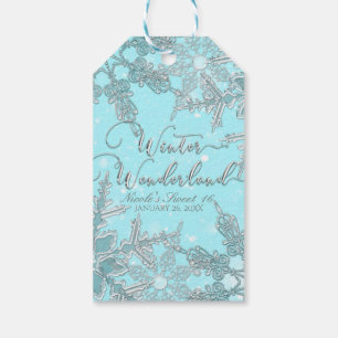 Blue Winter Wonderland Elegant Snowflakes Wedding Gift Tags
