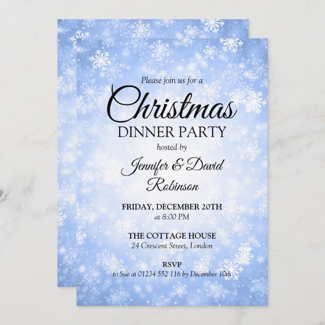 Blue Winter Wonderland Holiday Christmas Party Invitation (Front/Back)