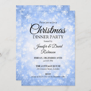 Blue Winter Wonderland Holiday Christmas Party Invitation