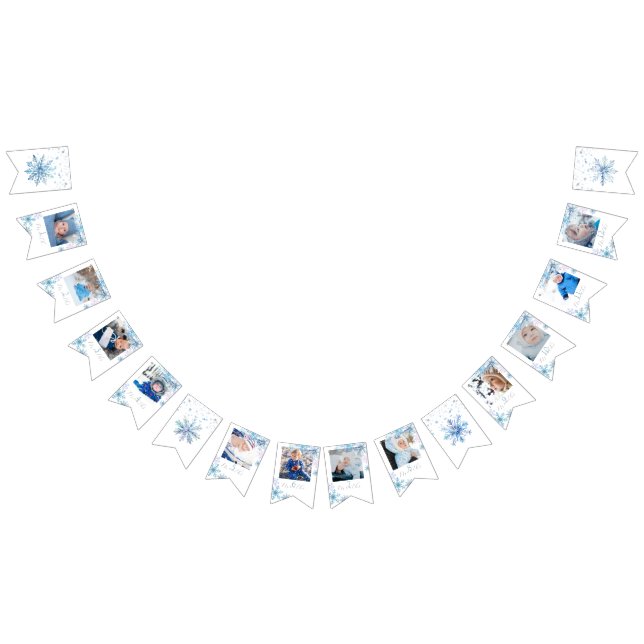 Blue Winter Wonderland photo bunting banner (All)