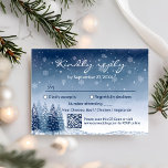 Blue Winter Wonderland QR Code Wedding RSVP Card<br><div class="desc">If you are looking for a wedding theme that captures the enchanting beauty of winter, then a blue winter wonderland pine forest Christmas wedding design is the perfect choice for you. This design combines elements of rustic winter wonderland wedding with navy blue pine forest wedding, making it a festive and...</div>