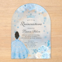 Blue Winter Wonderland Quinceanera Invitation